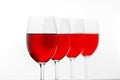 Many glasses of delicious red wine. Concept restaurant, alcohol, Royalty Free Stock Photo