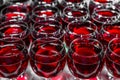 Many glasses of red wine on the bar Royalty Free Stock Photo