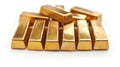 Many gloss Gold Bars. white Background Royalty Free Stock Photo