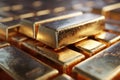 Many gold bars stacked together, creating a sense of value, wealth, and financial security Royalty Free Stock Photo