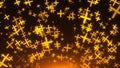 Many gold crosses are in space, 3d rendering background, golden explosion of particles, computer generated