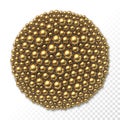 Many golden balls of different sizes in the form of circle