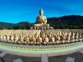 Many golden buddha statues at Buddha Makabucha Memorial park. Royalty Free Stock Photo