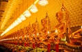 Many Golden Buddha statues in the temple at Muangboran Museum complex, Ancient city, Thailand Royalty Free Stock Photo