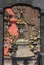 Many golden buddhist bells with wishes at a temple of Patan near Kathmandu on Nepal Royalty Free Stock Photo