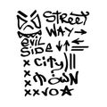Many graffiti tags on a white background. Vector art.
