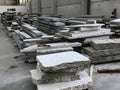 Many granite blocks on a factory