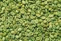 Many green coffee beans as background, top view Royalty Free Stock Photo