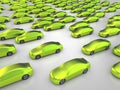Many green nonpolluting cars Royalty Free Stock Photo