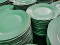 Many green plate stack texture . Abstract