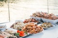 Many grilled seafood served buffet style in the restaurant