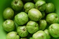 many guava in a bowl on table top view