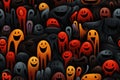 many halloween faces are shown in this pattern