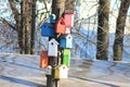 Many handmade birdhouses