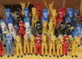 Many horses handmade painted wooden statuette, toys