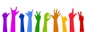 Many hands gesticulate different symbols - vector Royalty Free Stock Photo