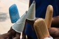 Hand holding kulfi and ice cream stick Delhi India