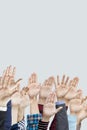 Many hands raised together Royalty Free Stock Photo