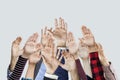 Many hands raised together Royalty Free Stock Photo