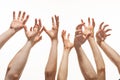 Many hands reaching out up Royalty Free Stock Photo