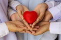 Many hands and a red heart Royalty Free Stock Photo