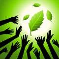 Many hands standing for save green