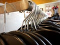 Many hangers on a clothes rack Royalty Free Stock Photo