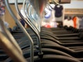 Many hangers on a clothes rack Royalty Free Stock Photo