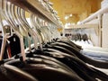 Many hangers on a clothes rack Royalty Free Stock Photo