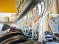 Many hangers on a clothes rack Royalty Free Stock Photo