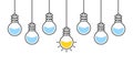 many hanging lightbulbs like unique idea