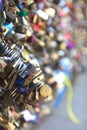 Many hanging locks of different shapes