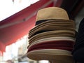 Many hats for sale at the shop market