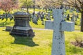 Many headstones in a cemetery Royalty Free Stock Photo