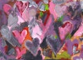 Many hearts abstract acrylic painting Royalty Free Stock Photo