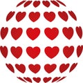 Many hearts as a sphere, heart and love background, many hearts Logo, love logo