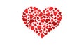 Many hearts in the shape of a big heart. Isolated on a white background. Love symbol. Red color. Icon or logo. Valentine`s day.