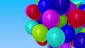 Many helium balloons against blue sky. 3D rendering Royalty Free Stock Photo