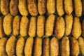 Many homemade appetizing patties on a large tray