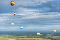 Many hot air balloons in the sky at blue sky with clouds background Royalty Free Stock Photo