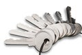 Many house keys isolated on white background Royalty Free Stock Photo