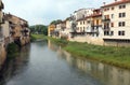 Many house at riverside of Bacchiglione River in Vicenza City in