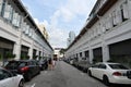 A row of restored pre-war double storey terrace houses in Singapore