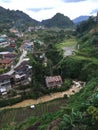 Many houses on the hill in Banaue, Philippines Royalty Free Stock Photo