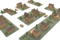 Many houses. View of a residential area. 3D illustration