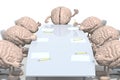 Many human brains meeting around the table