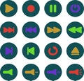 Colored media Player icons