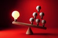 Many ideas versus one big idea with light bulbs - 3D