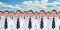 Many identical businessmen clones