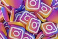 many instagram icons 3d render close up.